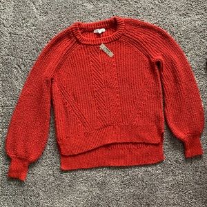 Madewell balloon sleeve red sweater